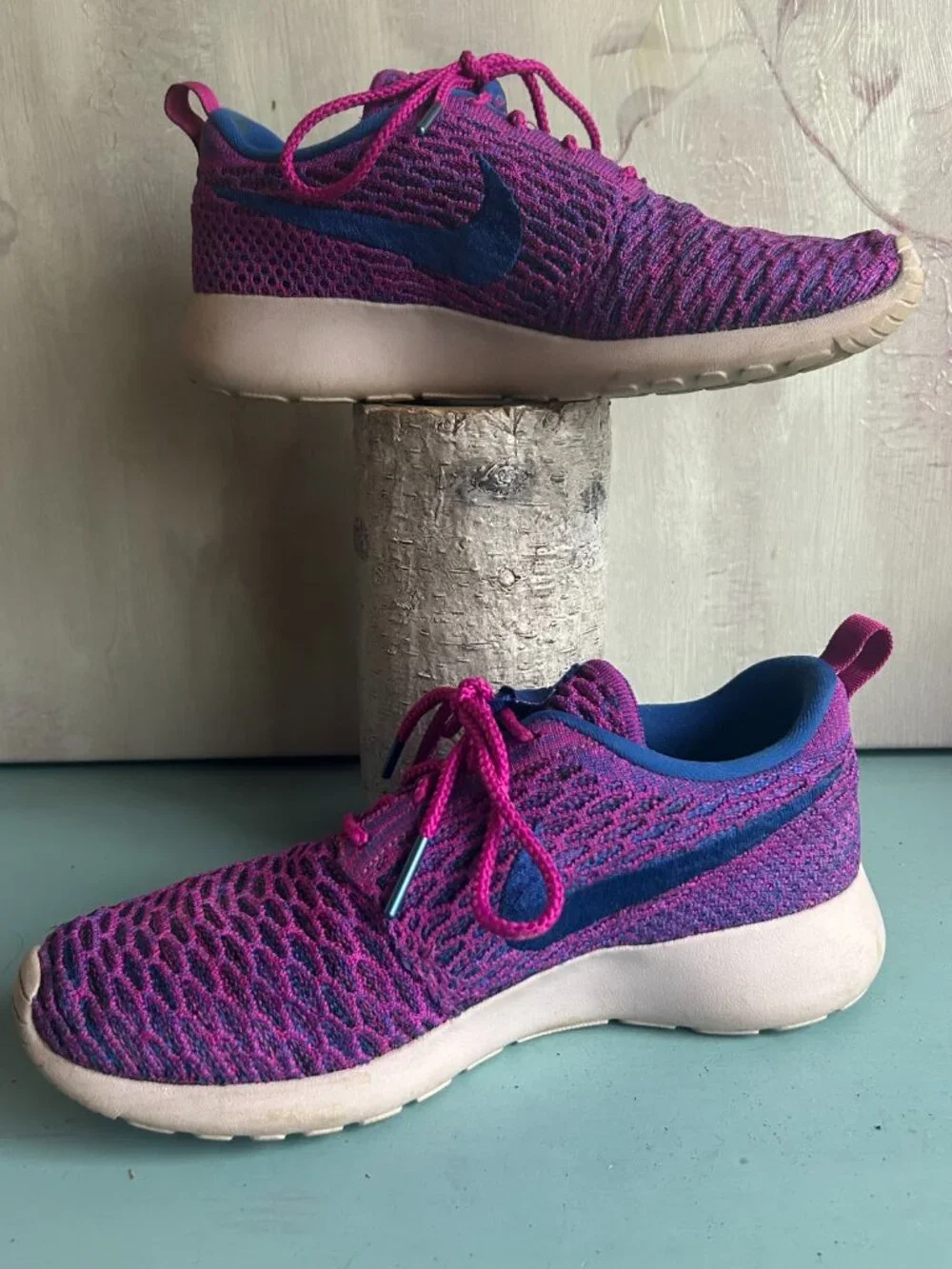 Nike Women's Roshe One Flyknit Fuchsia Flash Sneaker Running Shoes Size 7 Marled
